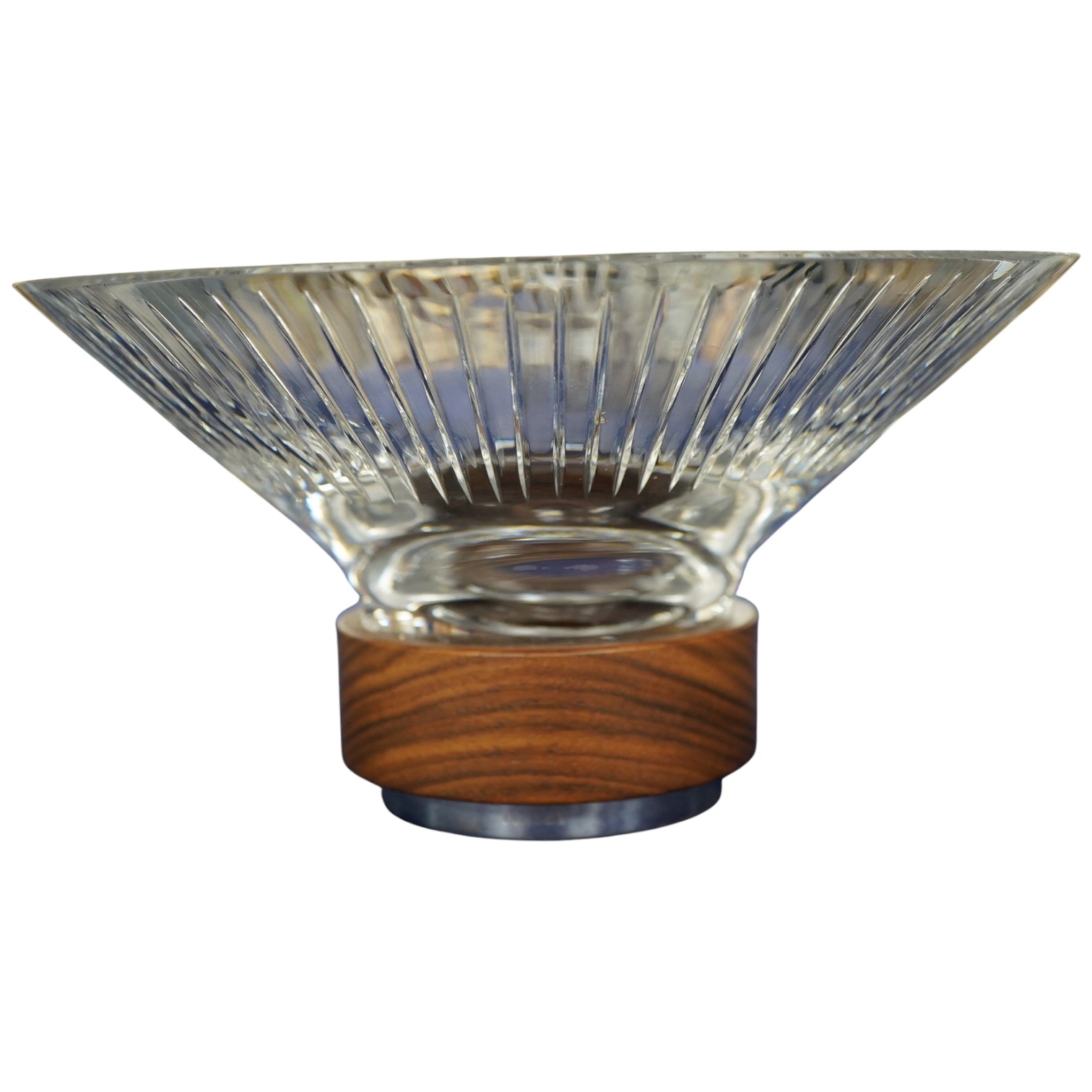 David Linley (British, B. 1961), a glass bowl with turned wood base, 24.5cm diameter